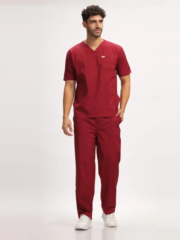 Classic Men's V-Neck (Maroon) Scrub