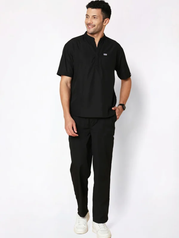 Classic Men's Mandarin Collar (Black) Scrub