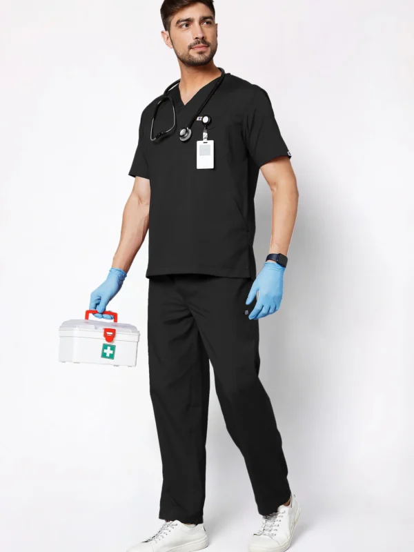 Classic Men's V-Neck (Black) Scrub