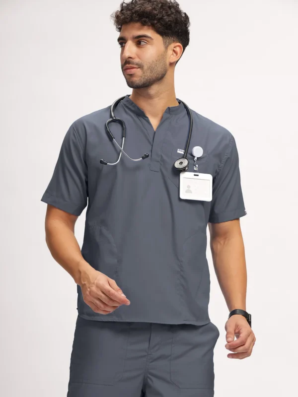 Classic Men's Mandarin Collar (Heather Grey) Scrub