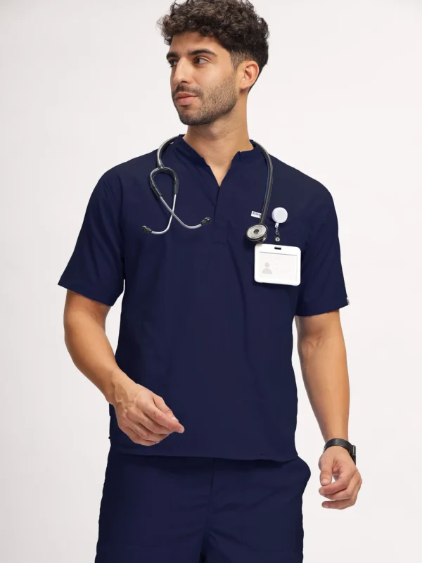 Classic Men's Mandarin Collar (Navy) Scrub